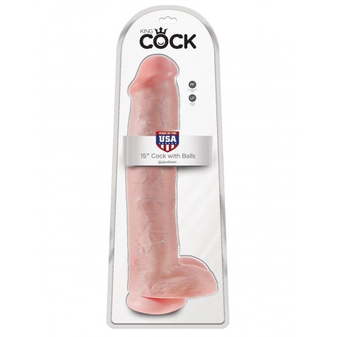 Телесный фаллоимитатор-гигант 15" Cock with Balls - 40,6 см.