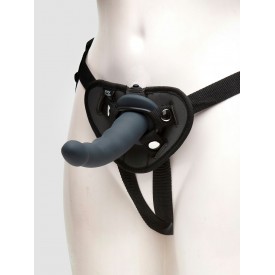 Черный страпон с вибрацией Feel It Baby Strap-On Harness Kit - 17,8 см.